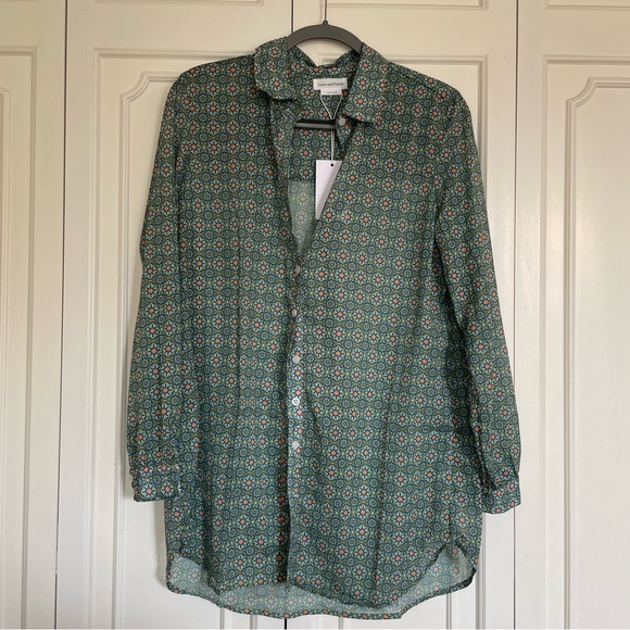 NWT Lovers + Friends Marina Del Rey Shirt in Green Spanish Tile - Picture 2 of 4